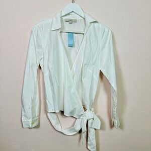 LOFT White Wrap Long Sleeve Top, Size‎ Medium